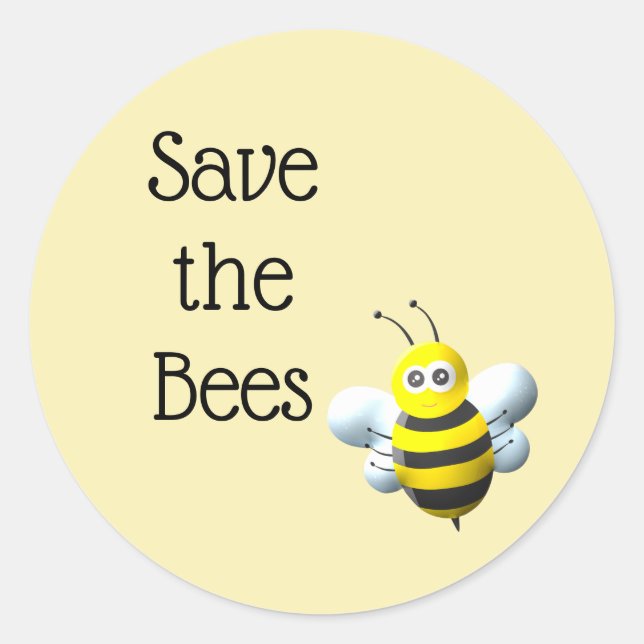 Save the Bees Classic Round Sticker (Front)