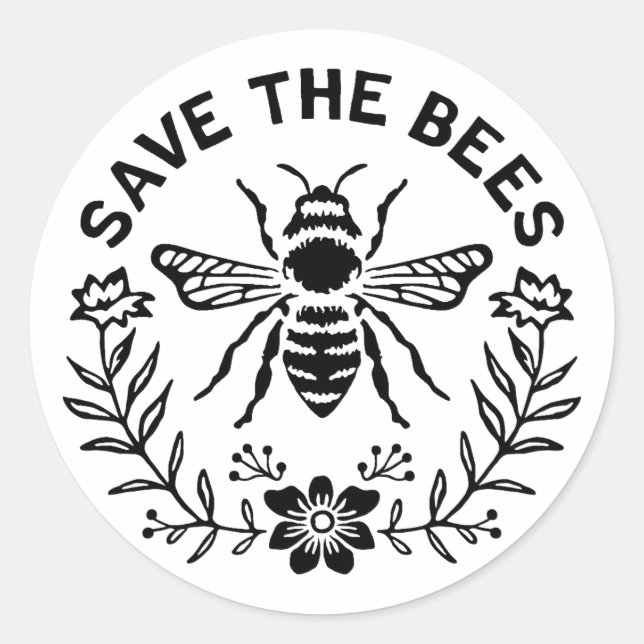 Save the bees classic round sticker (Front)
