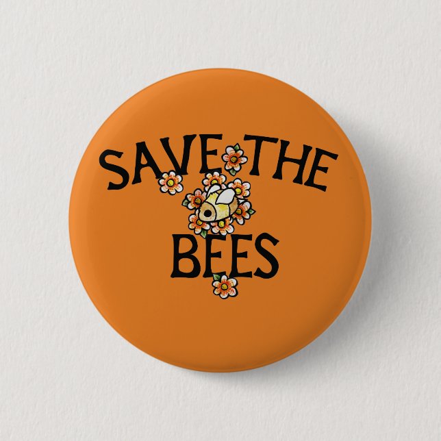 Save the Bees Cute Beekeepers sweet bee art 6 Cm Round Badge (Front)