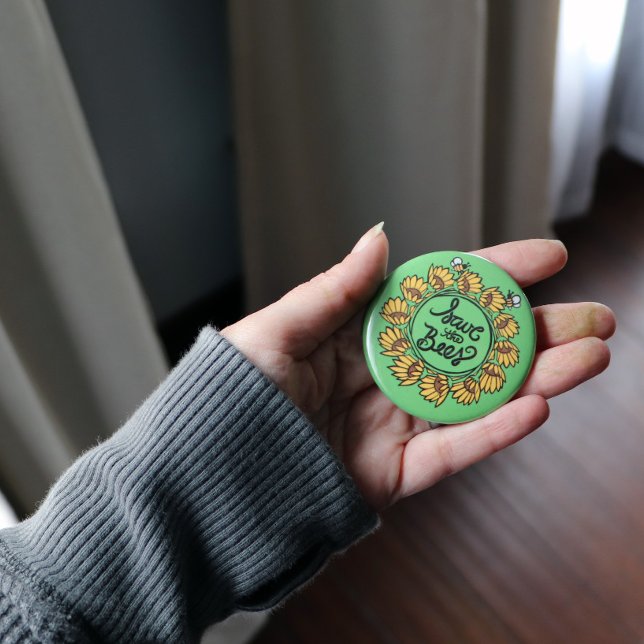 Save the Bees Earth day 6 Cm Round Badge (Creator Uploaded)