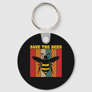 Save The Bees Earth Day Retro Vintage Climate Chan Key Ring