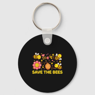 Save The Bees Earth Day Save Our Planet Environmen Key Ring
