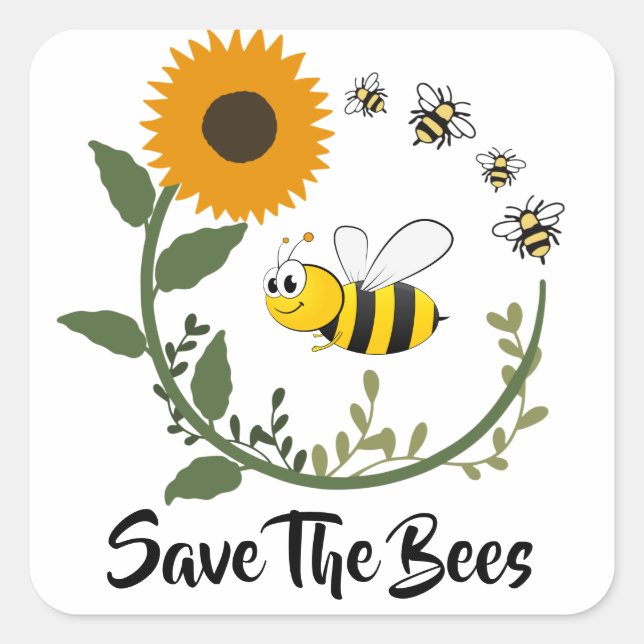 Save The Bees Earth Day  Square Sticker (Front)