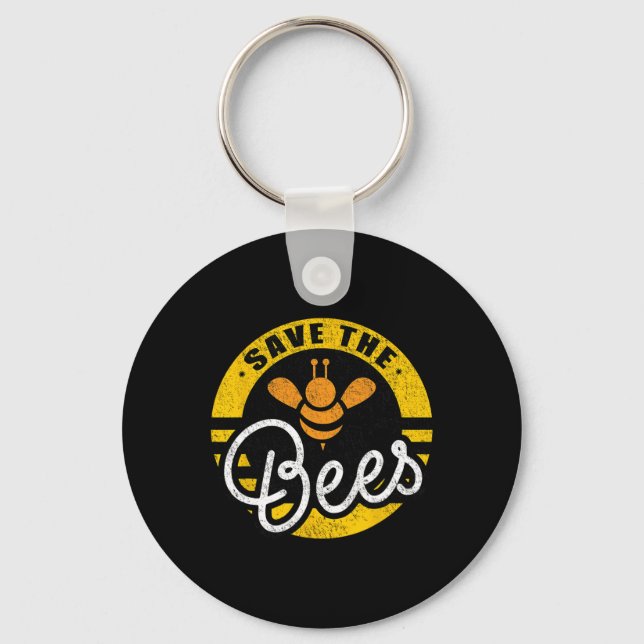 Save The Bees Earth Lover Planet Beekeeper Beekeep Key Ring (Front)