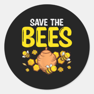 Save The Bees Environmental Protection Earth Day Classic Round Sticker