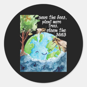 Save The Bees - Environmental Protection Earth Day Classic Round Sticker