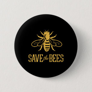 Save The Bees -Flowers Hives Earth Day Environment 6 Cm Round Badge