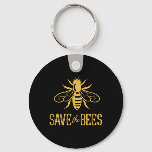 Save The Bees -Flowers Hives Earth Day Environment Key Ring