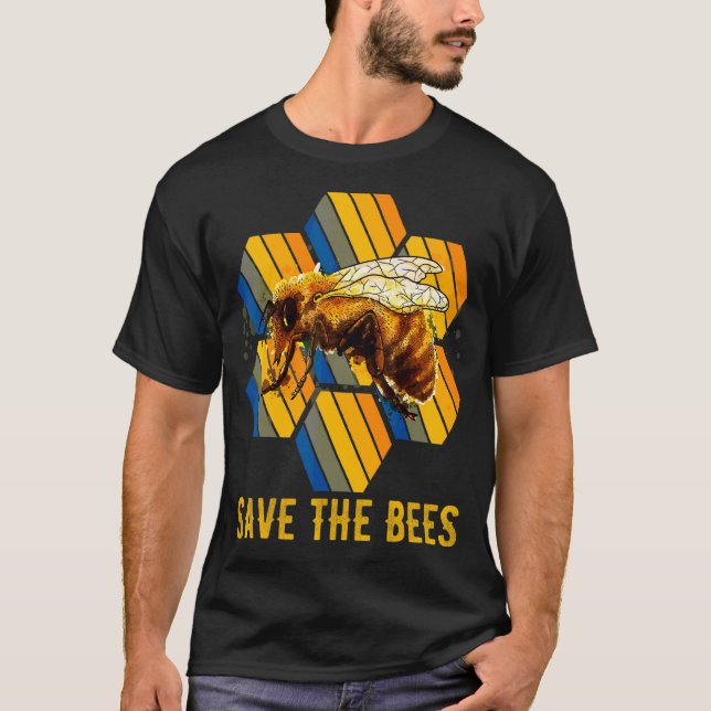 Save The Bees Flying Insect Large Group Bee T-Shirt (Front)