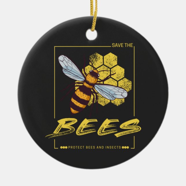 Save the Bees for Beekeeper and Apiarist Ceramic Ornament (Front)