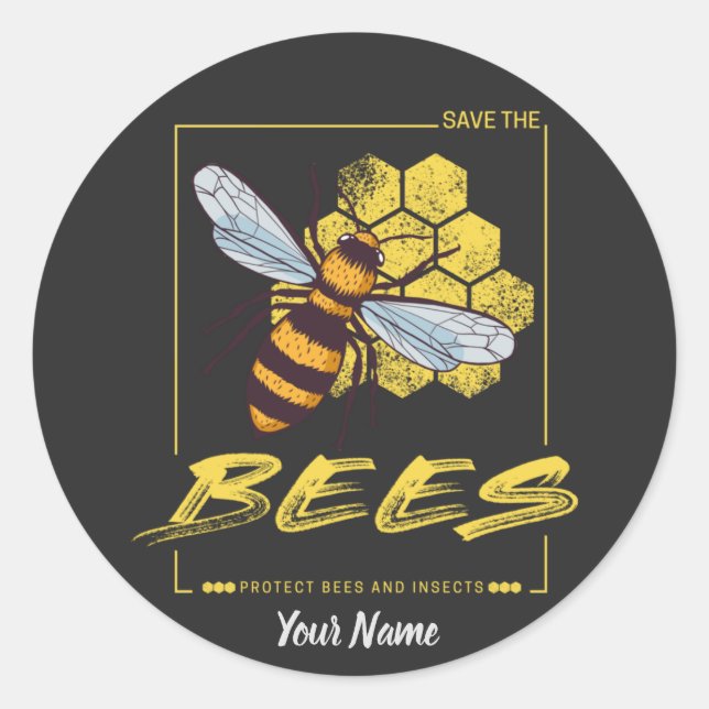 Save the Bees for Beekeeper and Apiarist Classic Round Sticker (Front)