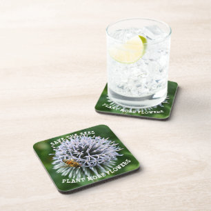 Save the Bees Globe Thistle Floral Coaster