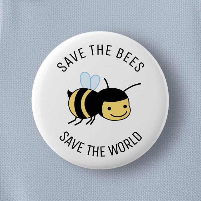 Save the Bees, Happy Little Bee 6 Cm Round Badge (Creator Uploaded)