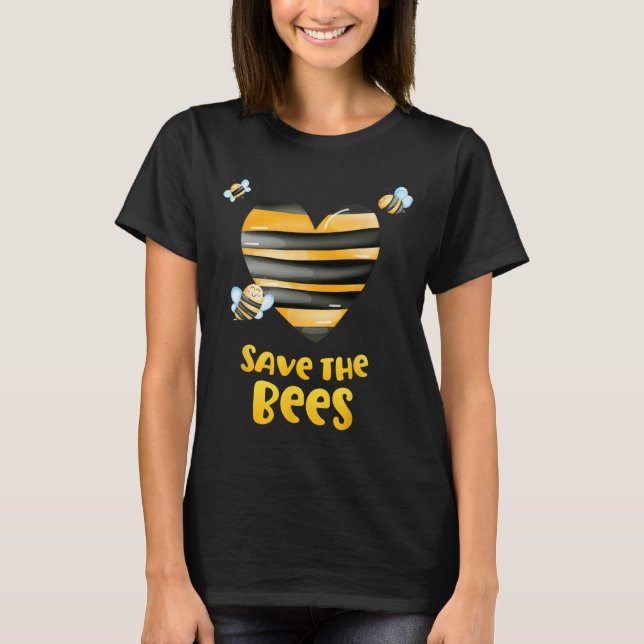 Save The Bees Heart Apiary Shirt Bee Beekeeper Ear (Front)
