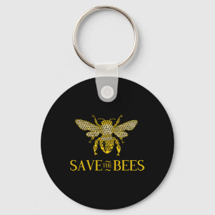 Save The Bees Honeycomb Distress  Key Ring