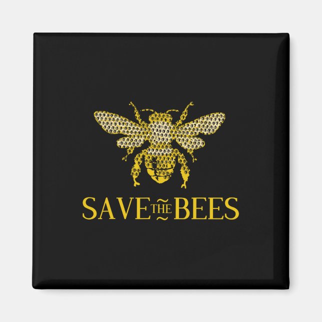 Save The Bees Honeycomb Distress  Magnet (Front)