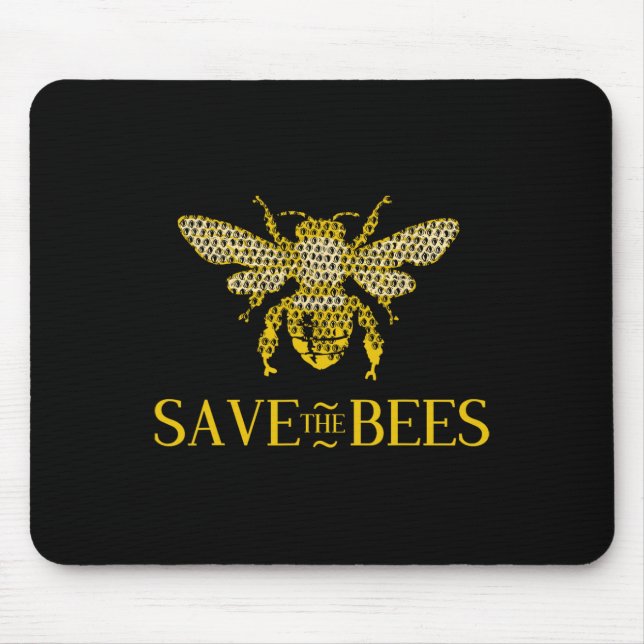 Save The Bees Honeycomb Distress  Mouse Pad (Front)