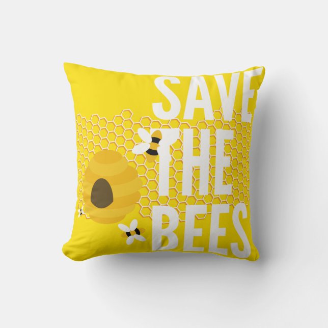 SAve The Bees HONEYCOMB Honey POT Cushion (Front)