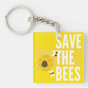 SAve The Bees HONEYCOMB Honey POT Key Ring