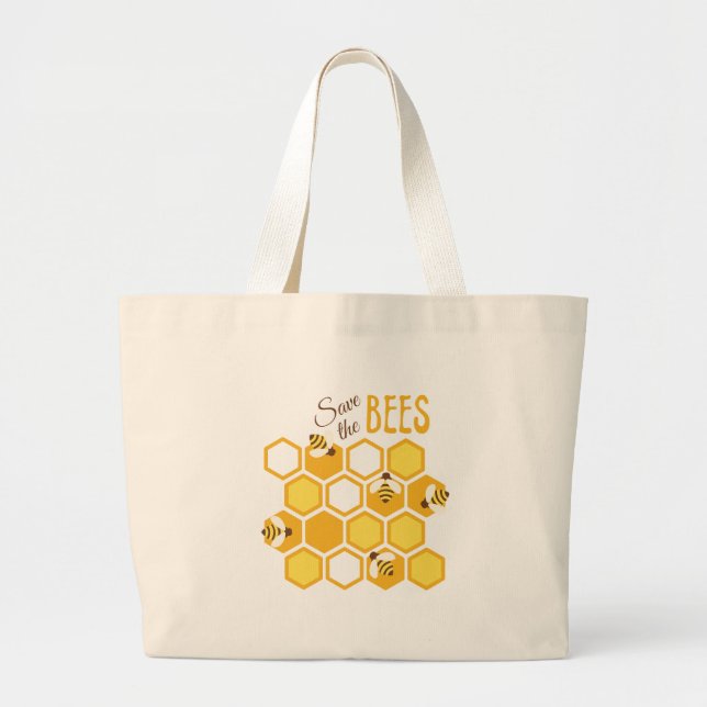 Save the Bees Large Tote Bag (Front)