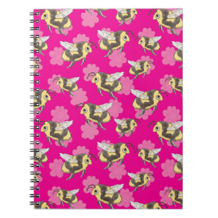 Save the bees on pink floral background notebook