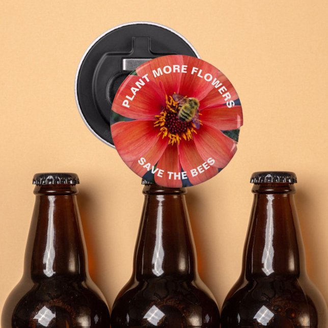 Save the Bees Orange Dahlia Floral Bottle Opener (In Situ Beer Bottles)
