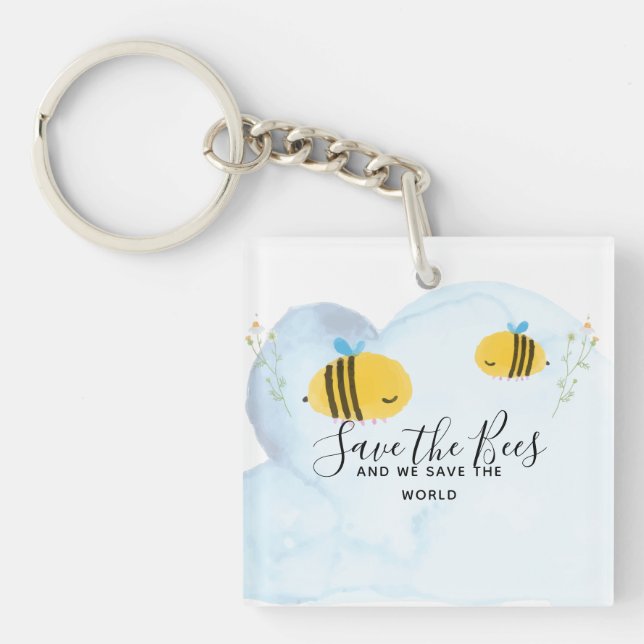 Save The Bees Personalised Quotes Sayings Slogans Key Ring (Front)