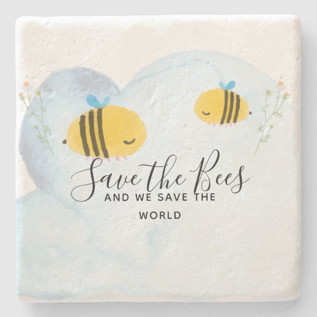 Save The Bees Personalised Quotes Sayings Slogans Stone Coaster (Front)