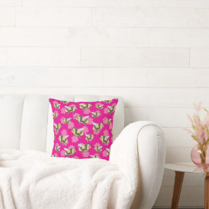 Save the bees pink florals cushion