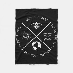 Save The Bees Plant More Trees Earth Day Fleece Blanket