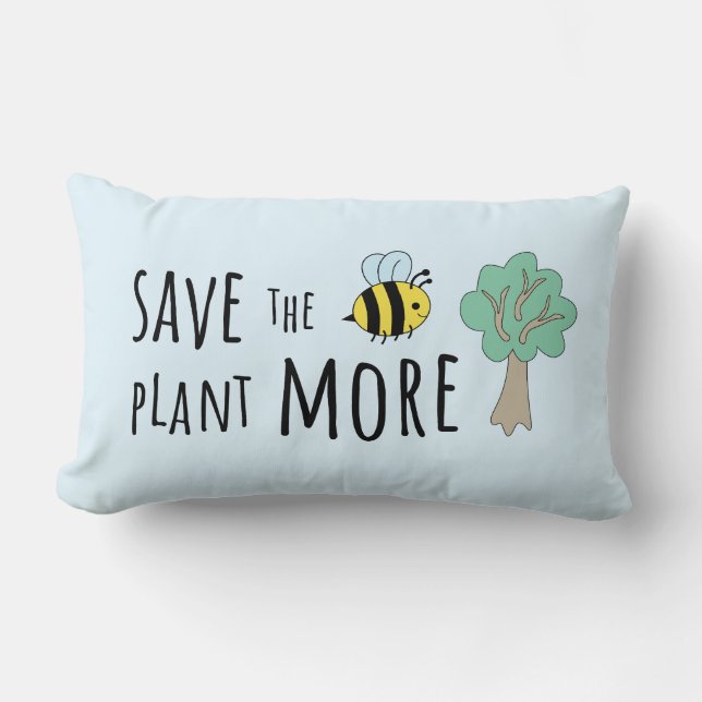 Save the Bees, Plant More Trees! Lumbar Cushion (Front)