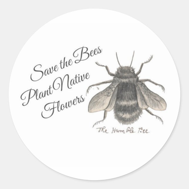 Save the bees plant native flowers sticker (Front)