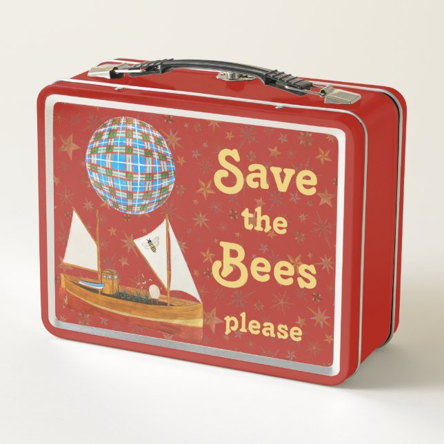 Save the Bees Please Metal Lunch Box (Back)