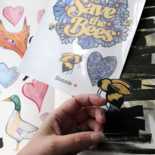 Save the Bees purple Daisy Flower Art Bee Love