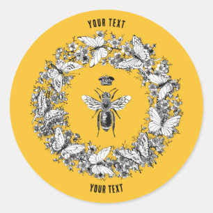 Save the bees Queen Bee Butterfly Wreath Classic Round Sticker