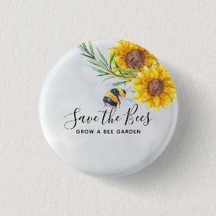 Save The Bees - Quotes, Slogans Sayings Sunflowers 3 Cm Round Badge