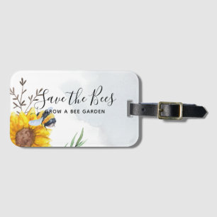 Save The Bees - Quotes, Slogans Sayings Sunflowers Luggage Tag
