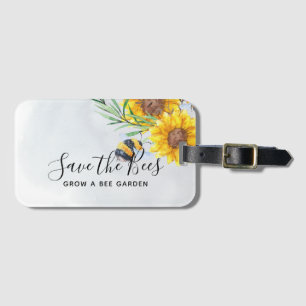 Save The Bees - Quotes, Slogans Sayings Sunflowers Luggage Tag