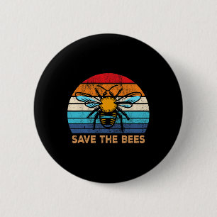 Save The Bees Retro Vintage Climate Change Earth D 6 Cm Round Badge
