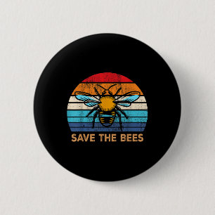 Save The Bees Retro Vintage Climate Change Earth D 6 Cm Round Badge