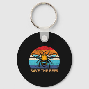Save The Bees Retro Vintage Climate Change Earth D Key Ring
