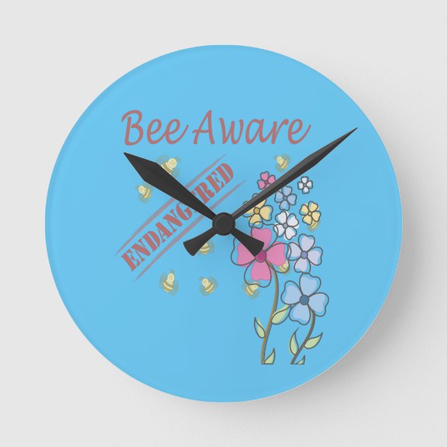 Save the Bees Round Clock (Front)