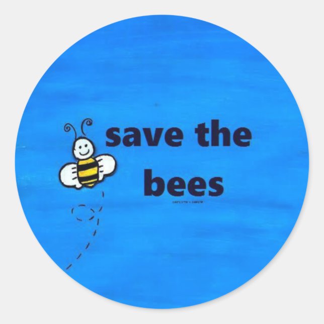 Save the bees round stickers (Front)