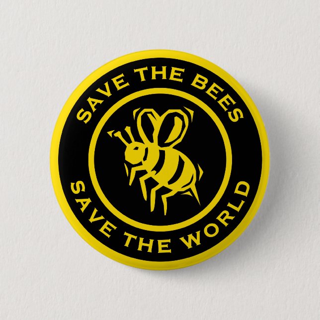 Save The Bees Save The World 6 Cm Round Badge (Front)