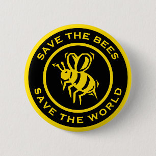 Save The Bees Save The World 6 Cm Round Badge