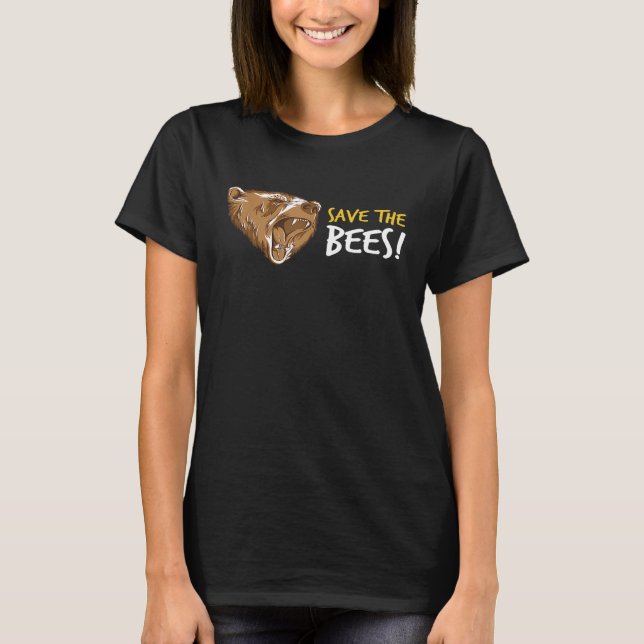 Save The Bees Shirt Funny Bear For Beekeepers (Front)