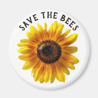 Save the Bees Sunflower Button