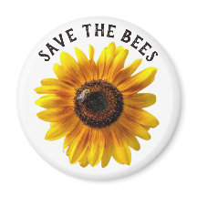 Save the Bees Sunflower Button
