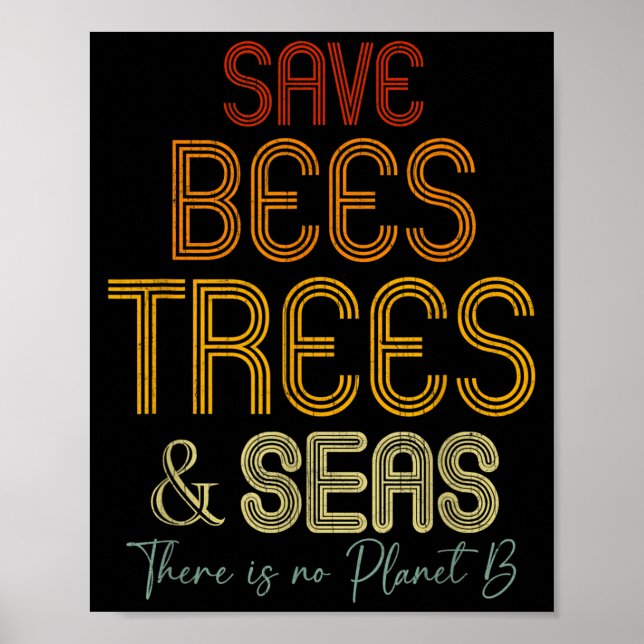 Save The Bees Trees And Seas There Is No Planet B  Poster (Front)