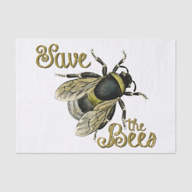 Save the Bees vintage illustration Tissue Paper (Front)